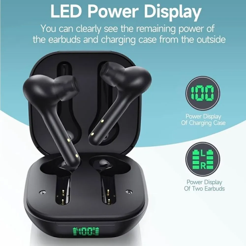 Wireless Earbuds Noise Cancelling 4 Mic Clear Call Bluetooth Headphones Wireless